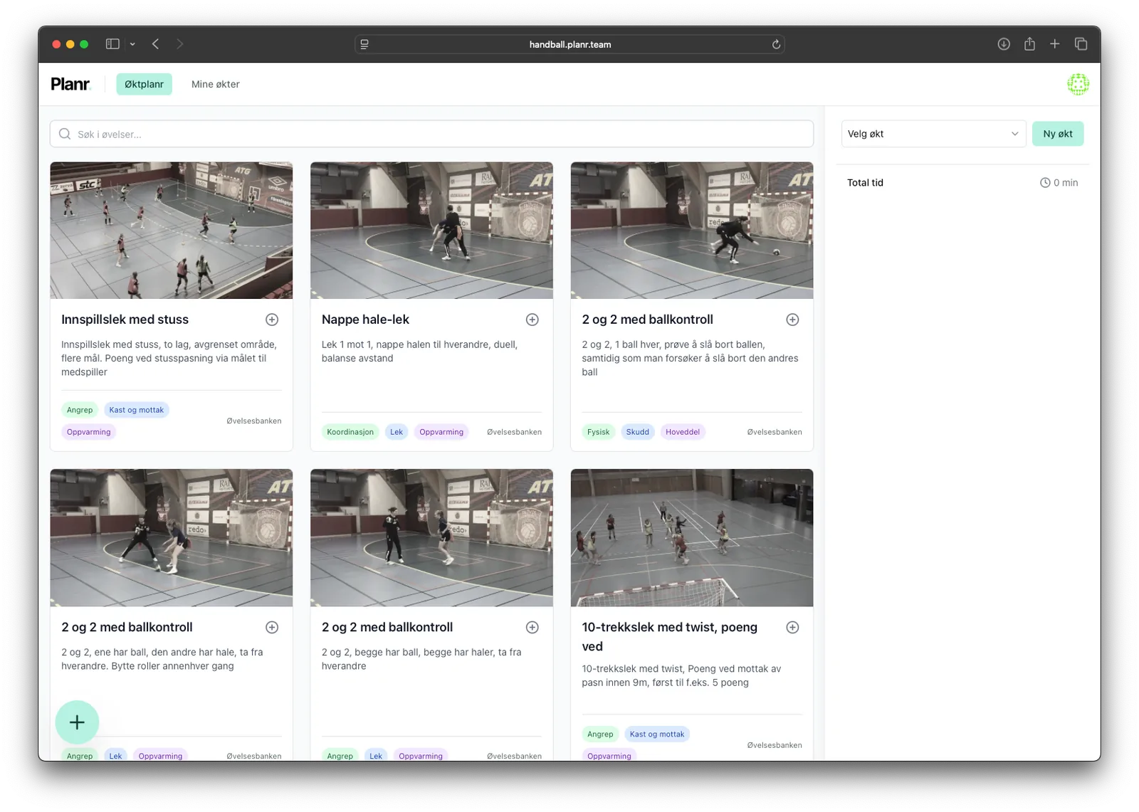 Screenshot of the Planr app